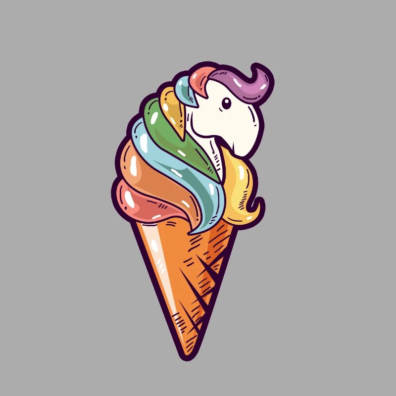 Pferd Eiskugel Regenbogen Eis