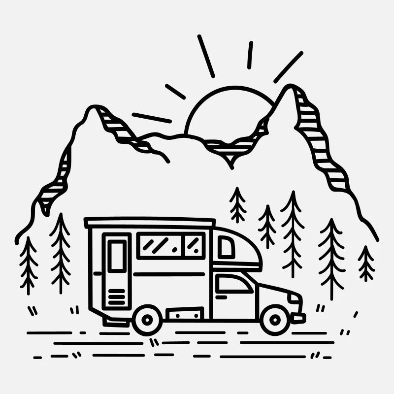 Camper Camping Nature Aventure Symbole Image Icône