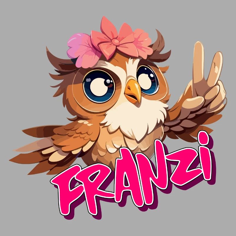 FRANZI - Schöner Mädchen Name mit süßer EULE