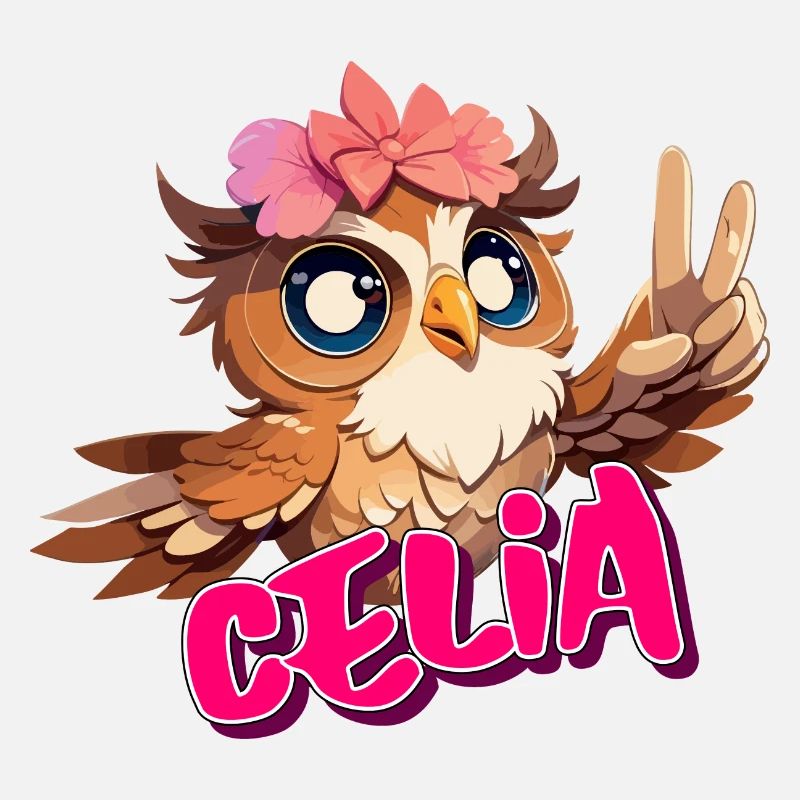 CELIA - Schöner Mädchen Name mit süßer EULE