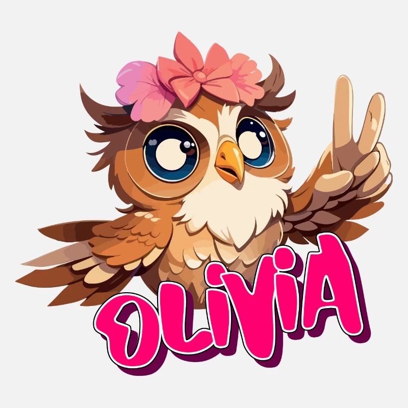 OLIVIA - Schöner Mädchen Name mit süßer EULE