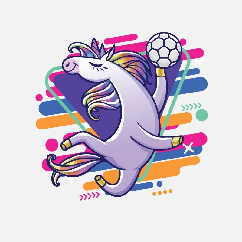 funny cool handball playing unicorn