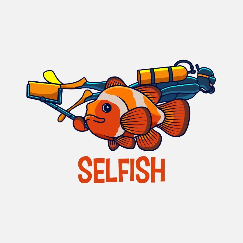 SELFISH CLOWNFISH Aquarium Gift For Divers