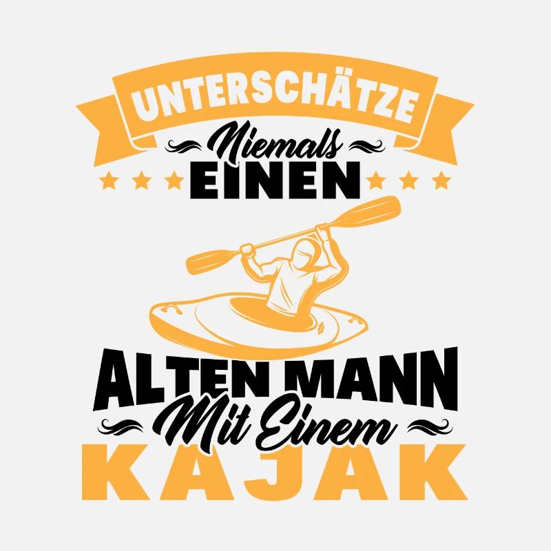 Alten mann mit einem Kajak