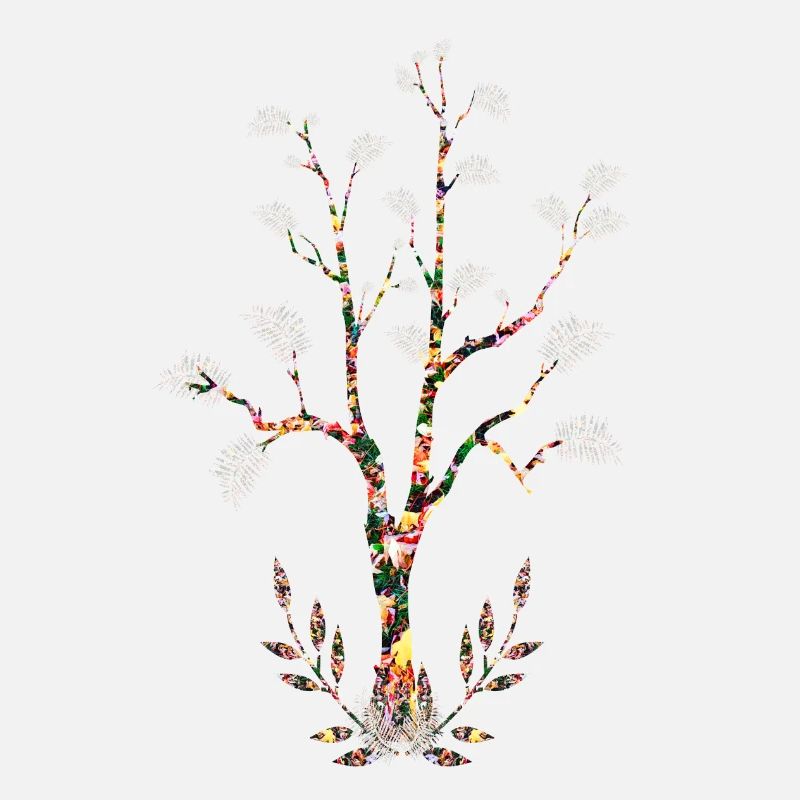 Flowering tree leaves white feathers