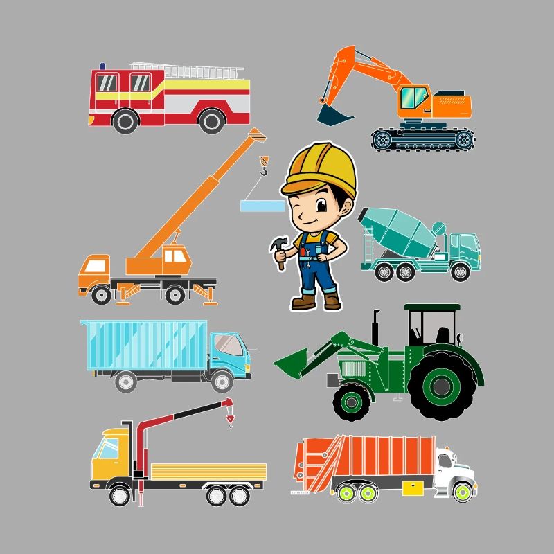 Construction vehicles fire engine construction sites baggershirt