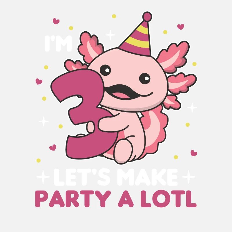 3rd birthday axolotl three year old cute axolotls