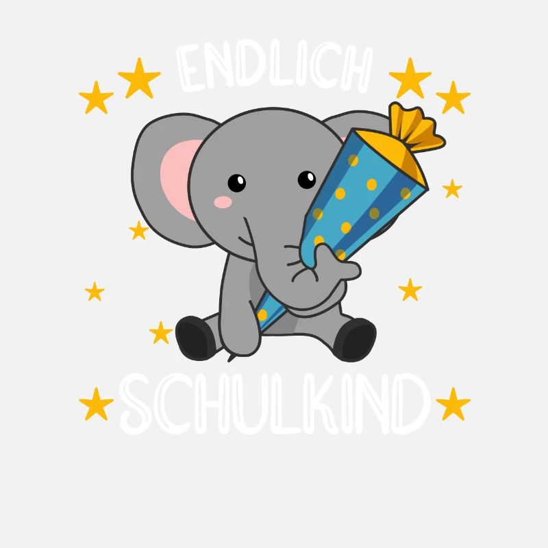 endlich Schulkind Einschulung Schule Elefant