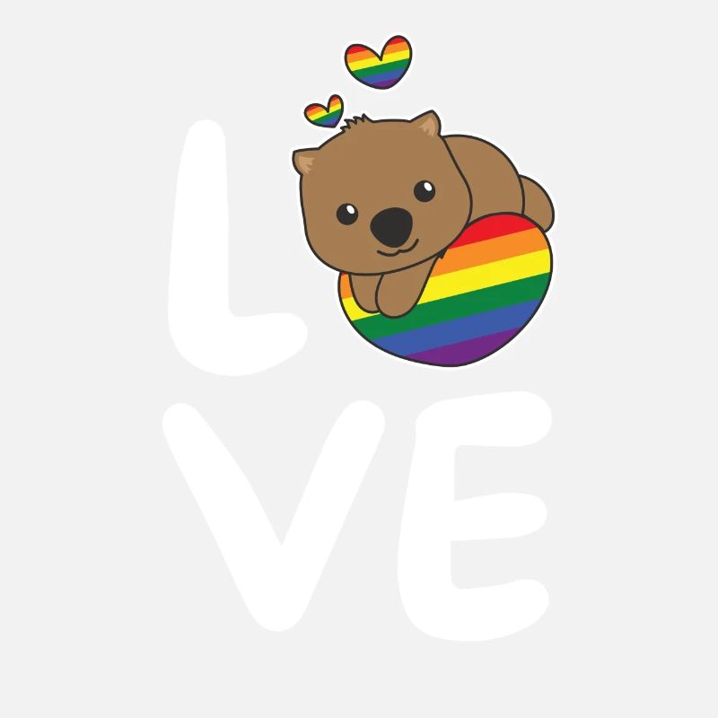 Rainbow Flag Pride LGBTQ Mignon Wombat Love
