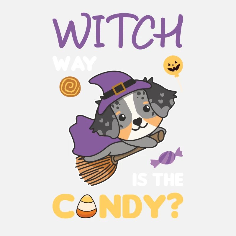 Australian Shepherd Hexen Witch way is the candy