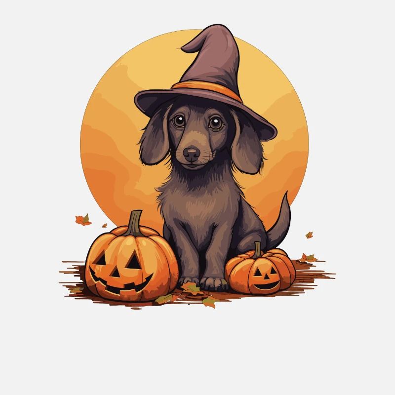 Halloween Hexenhut Kürbis Hund Dackel halloweiner