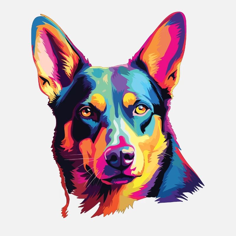 Wasserfarben Farbenfroher Australian Kelpie