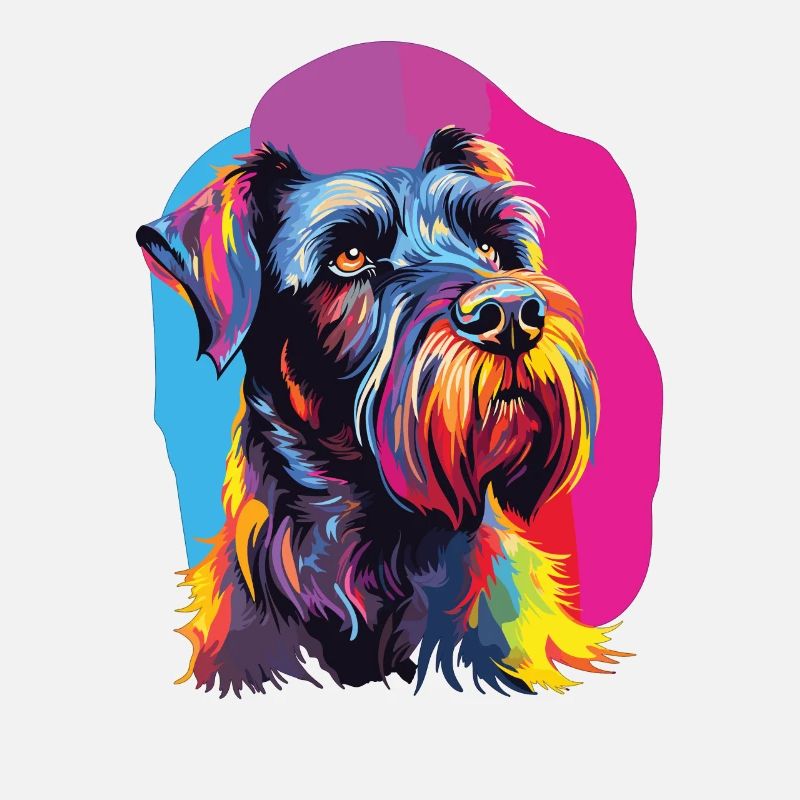 Aquarelle colorée Schnauzer géant