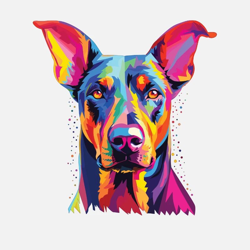 Wasserfarben Farbenfroher Dobermann Pinscher