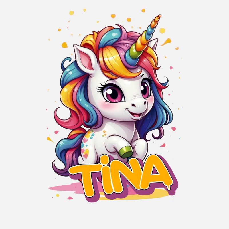 TINA - Schöner Mädchen Name mit süßem Einhorn