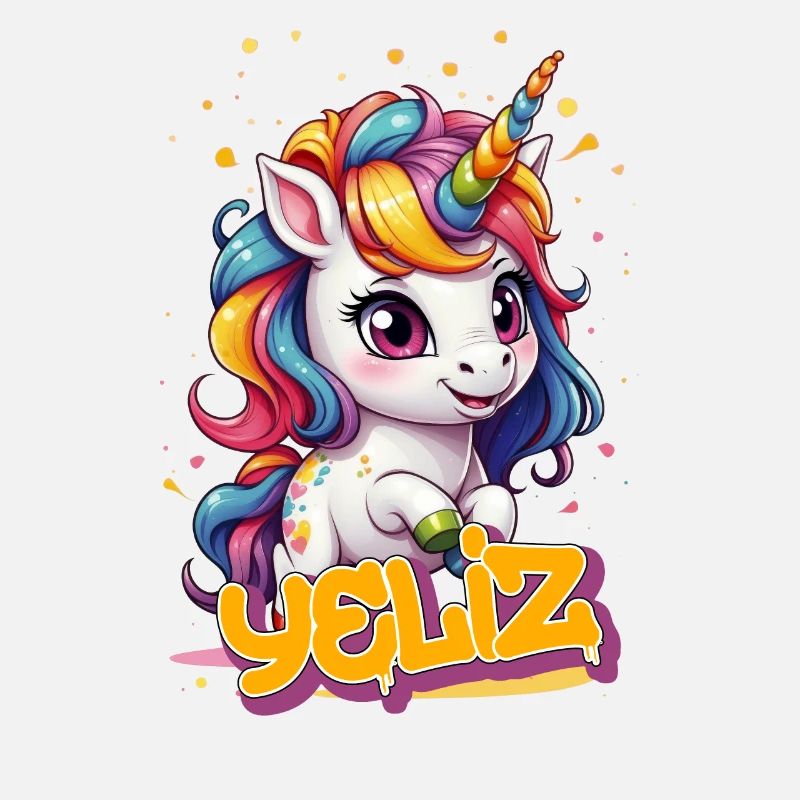 YELIZ - Schöner Mädchen Name mit süßem Einhorn