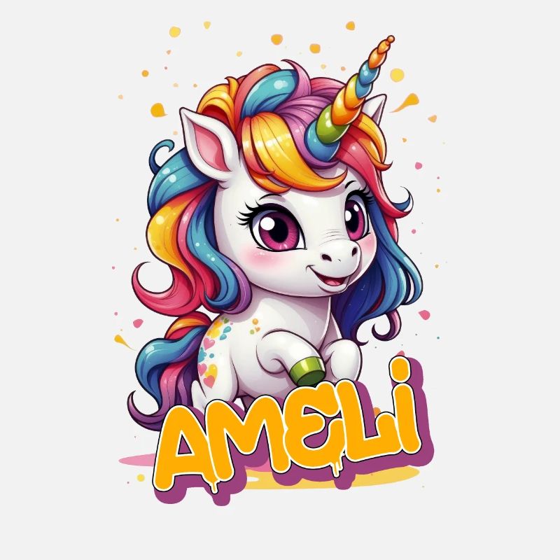 AMELI - Schöner Mädchen Name mit süßem Einhorn