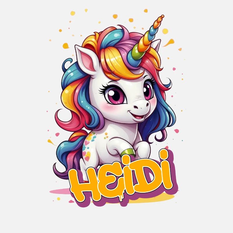 HEIDI - Schöner Mädchen Name mit süßem Einhorn
