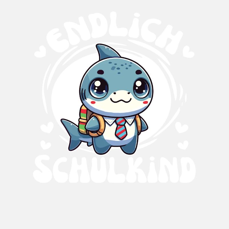 Endlich Schulkind süßer Hai zur Einschulung