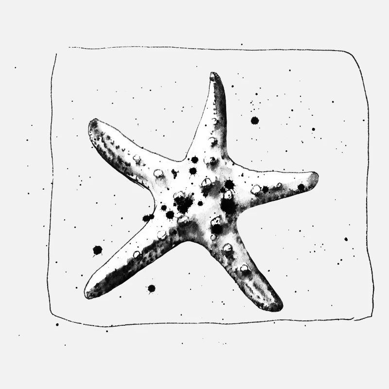 Étoile de mer cool dessinée à la main en noir