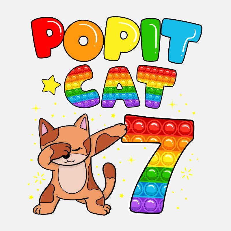 Pop it Cat Joyeux 7ème chat Anniversaire Sept