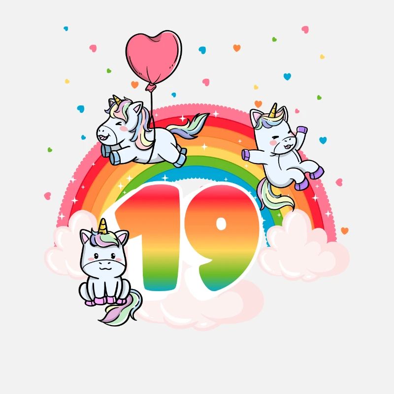 19th Birthday Rainbow Unicorn Theme