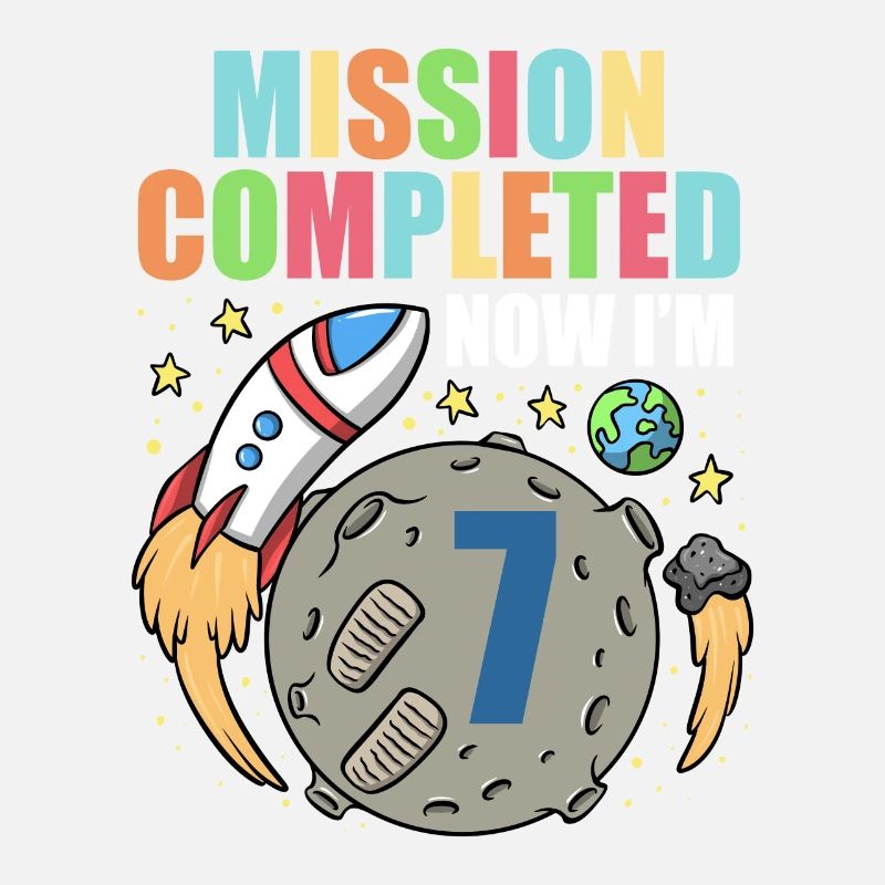 Space Birthday 7 Astronaut Planets Rocket Ship