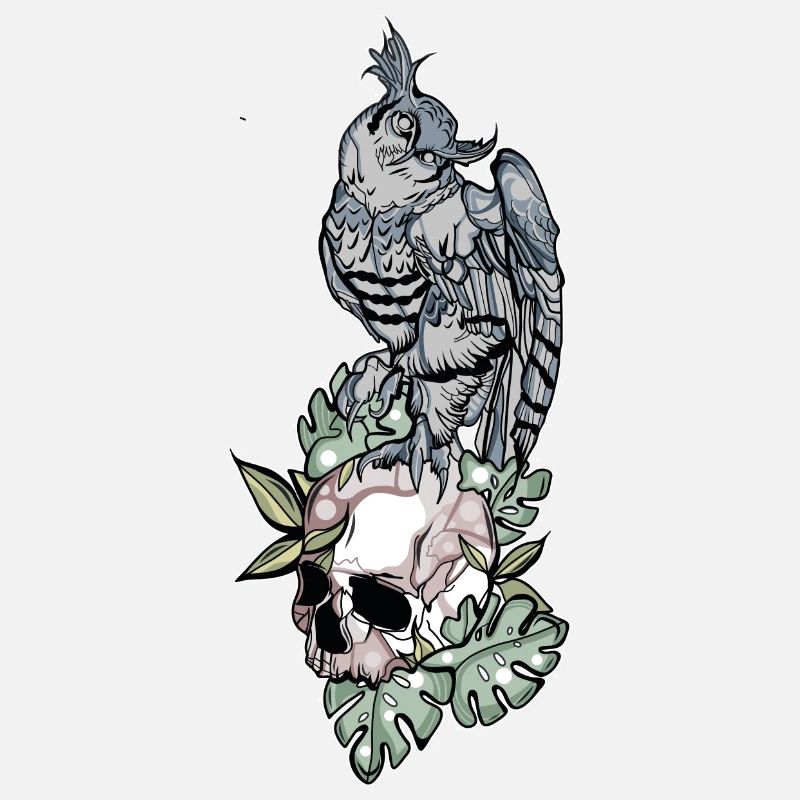 Owl on skull // Illustration