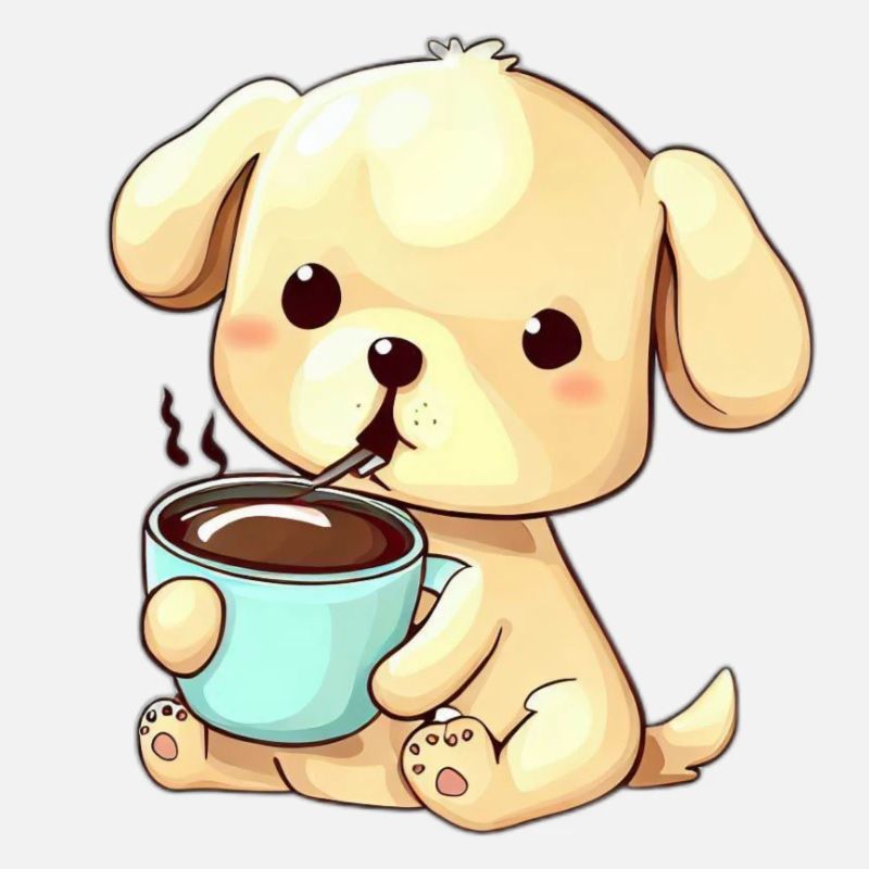 Kaffee trinkender Hund