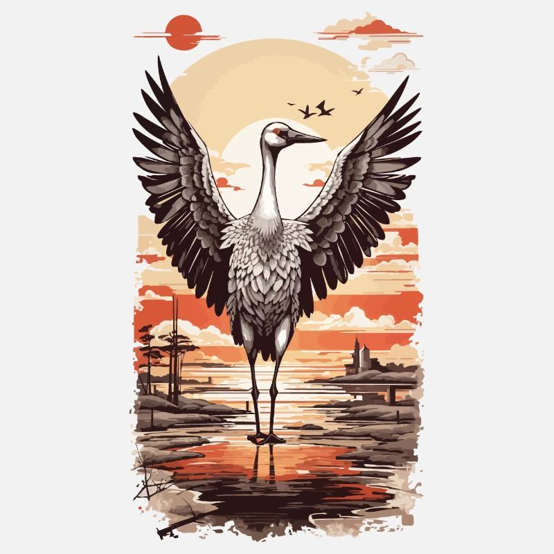 Japanischer Storch Ukiyo-E Vogelkunst Kranich
