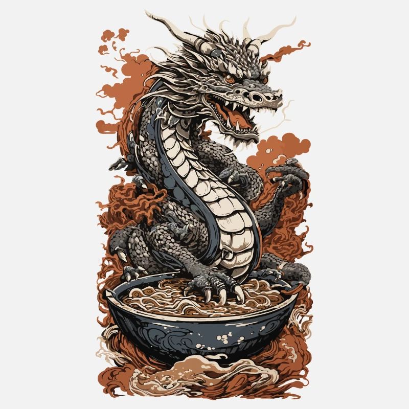 Dragon dans le style ukiyo-e & soupe de nouilles ramen