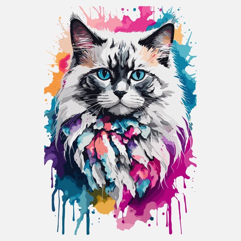 Chat mignon Ragdoll dans un design coloré et cool