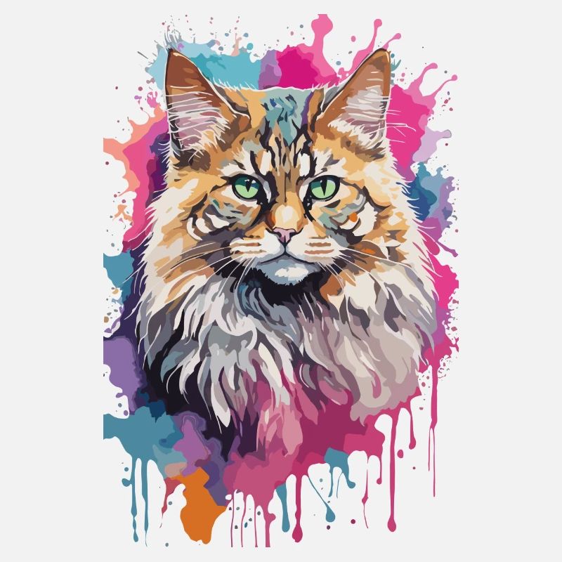 Chat sibérien dans un design coloré et cool