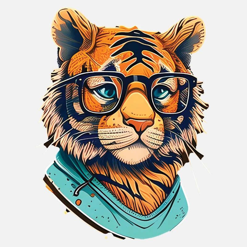 Tiger als Nerd mit Buch