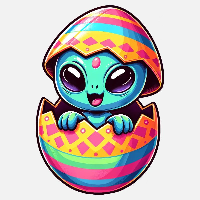 Buntes Alien Osterei Schlüpfdesign