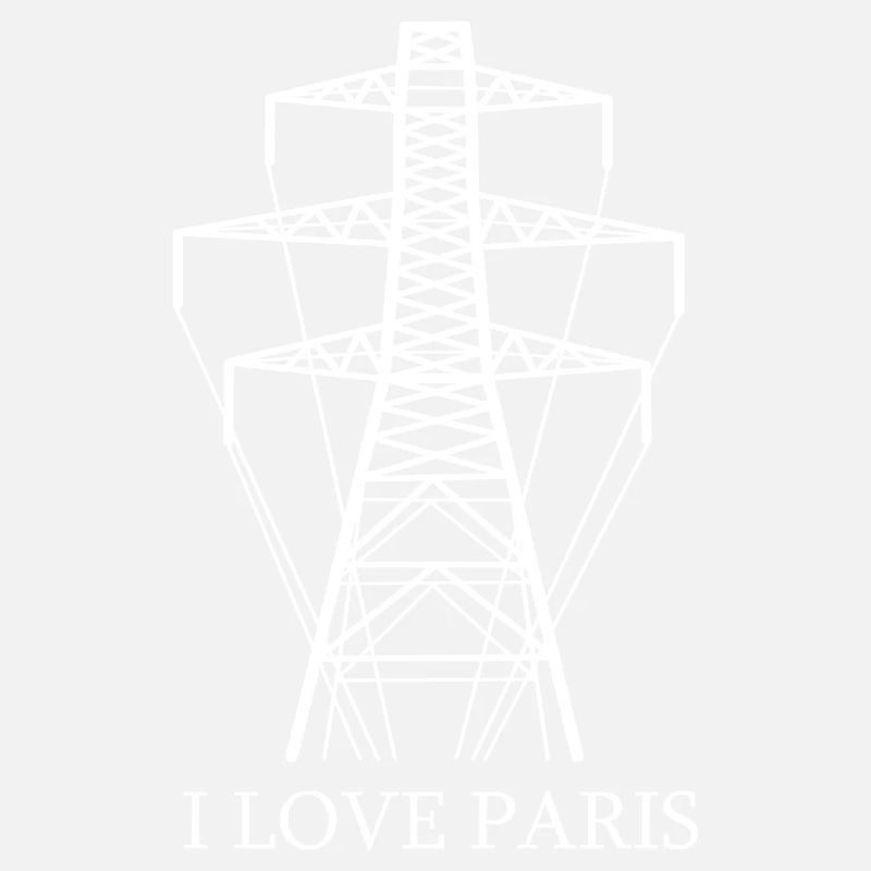 Power pole as Eiffel Tower "I Love Paris" satire