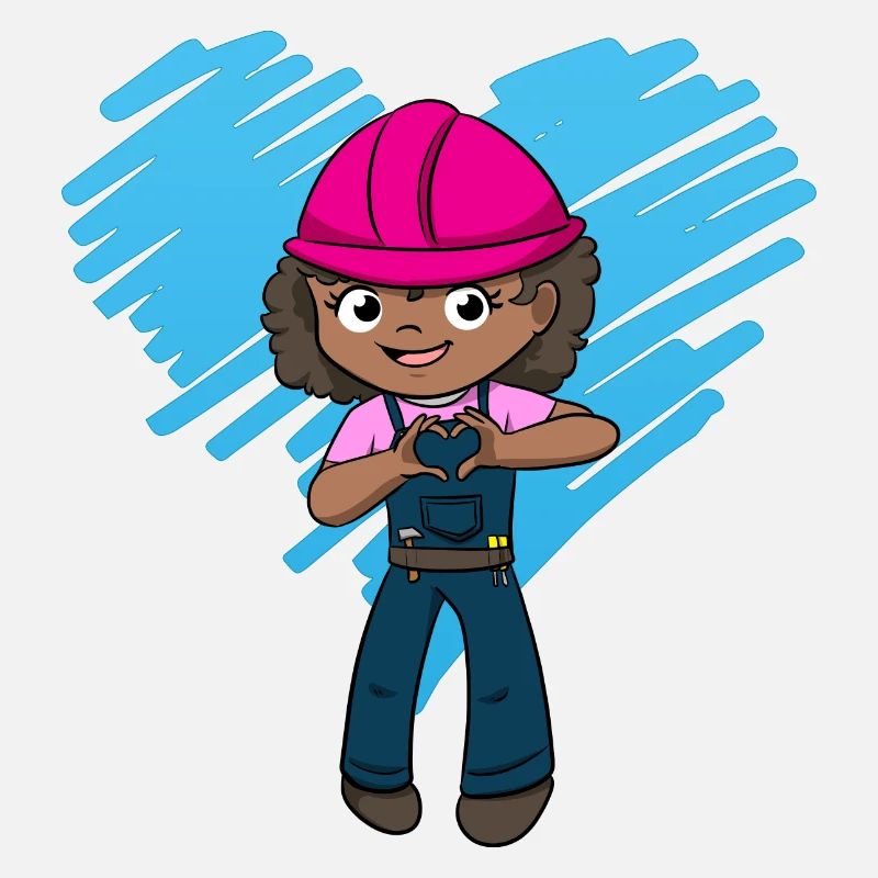 Bagger Baustelle Bauarbeiterin Mädchen I Geschenk