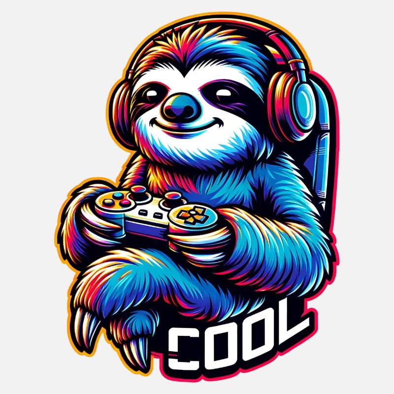 Funny Gamer Sloth with Headset Design