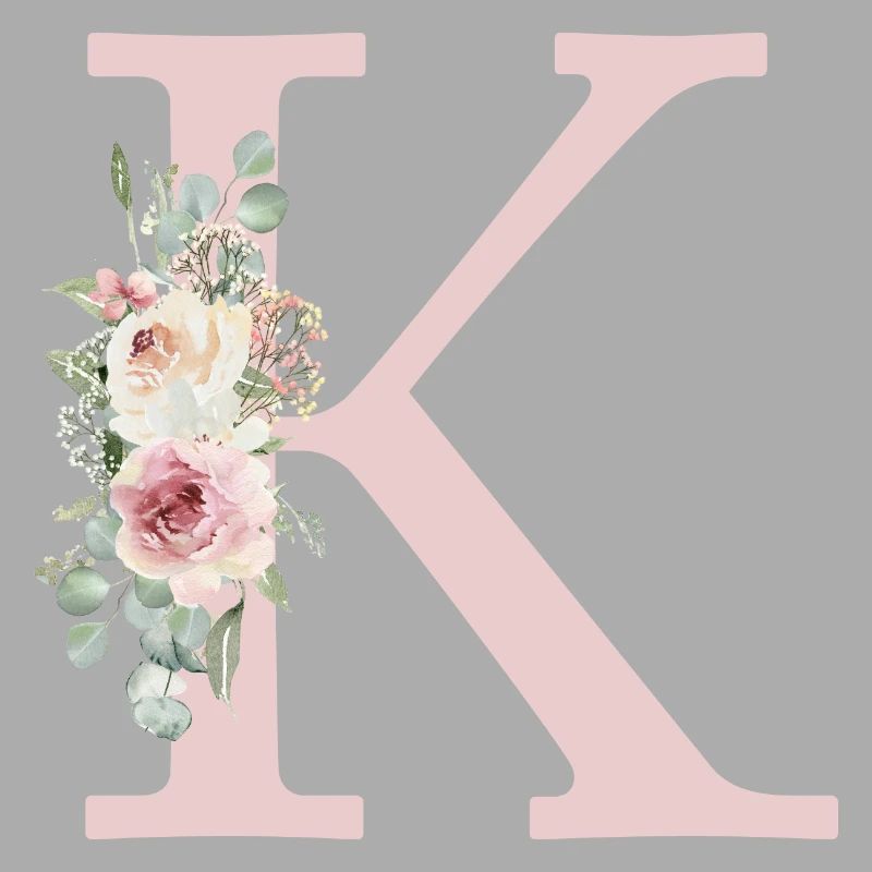 K| Monogramme | Eucalyptus Pastel Fleur Bleu