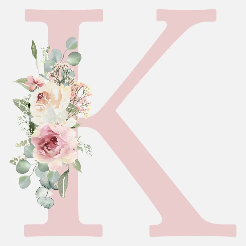 K| Monogramme | Eucalyptus Pastel Fleur Bleu
