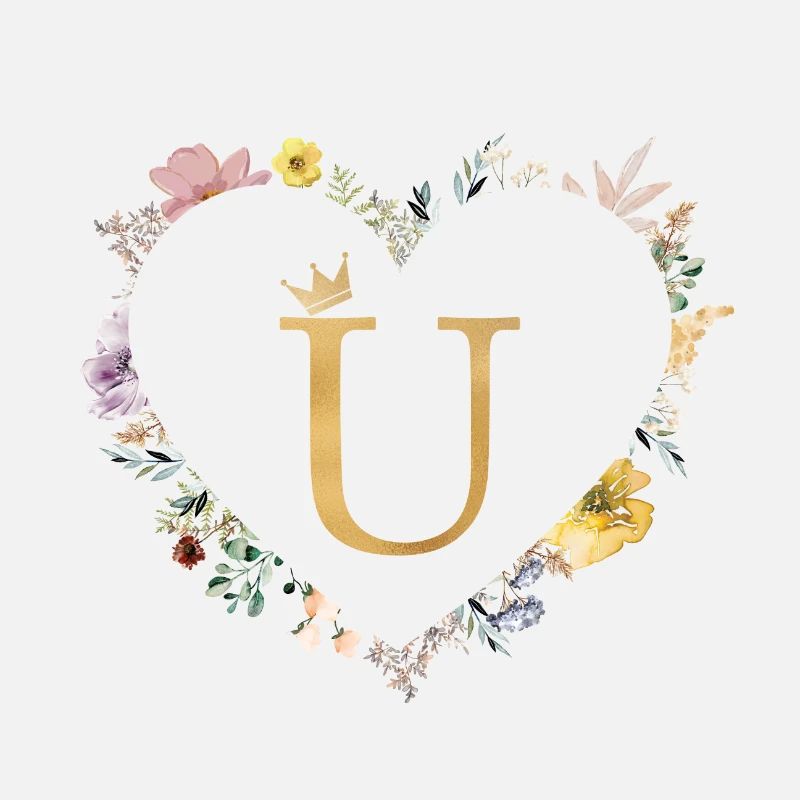 Buchstabe U, Monogramm, Herz, personalisierbar