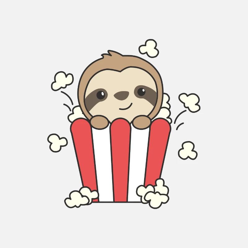 Sloth Popcorn Time Funny Animals Food