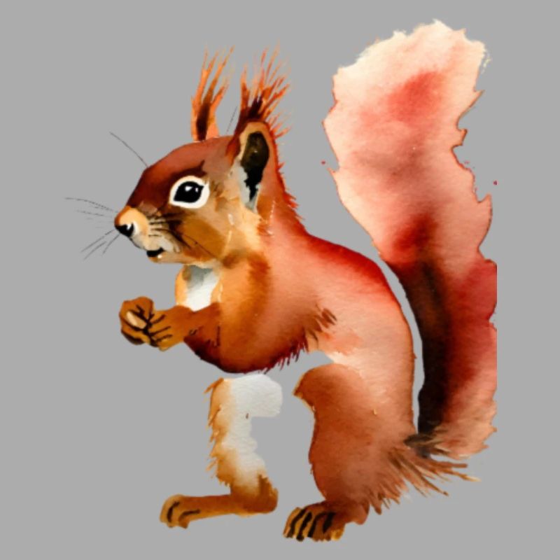 Rotes Eichhörnchen mit einfarbigem Hintergrund