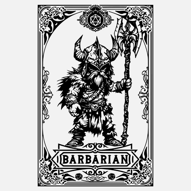 Barbarian RPG Tarot Card chibi