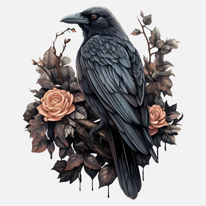 Illustrations de corbeau gothique avec des Roses