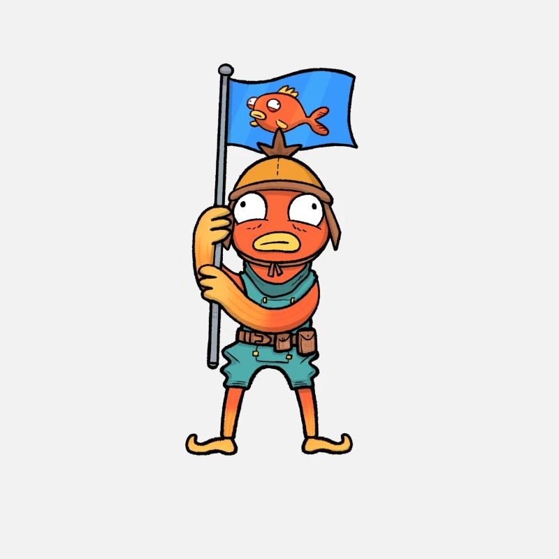 Garçon de poisson avec un dessin animé de drapeau de poisson