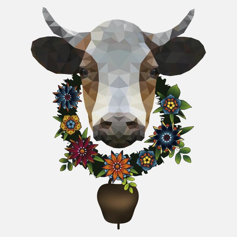 Kuh mit Blumenkranz
