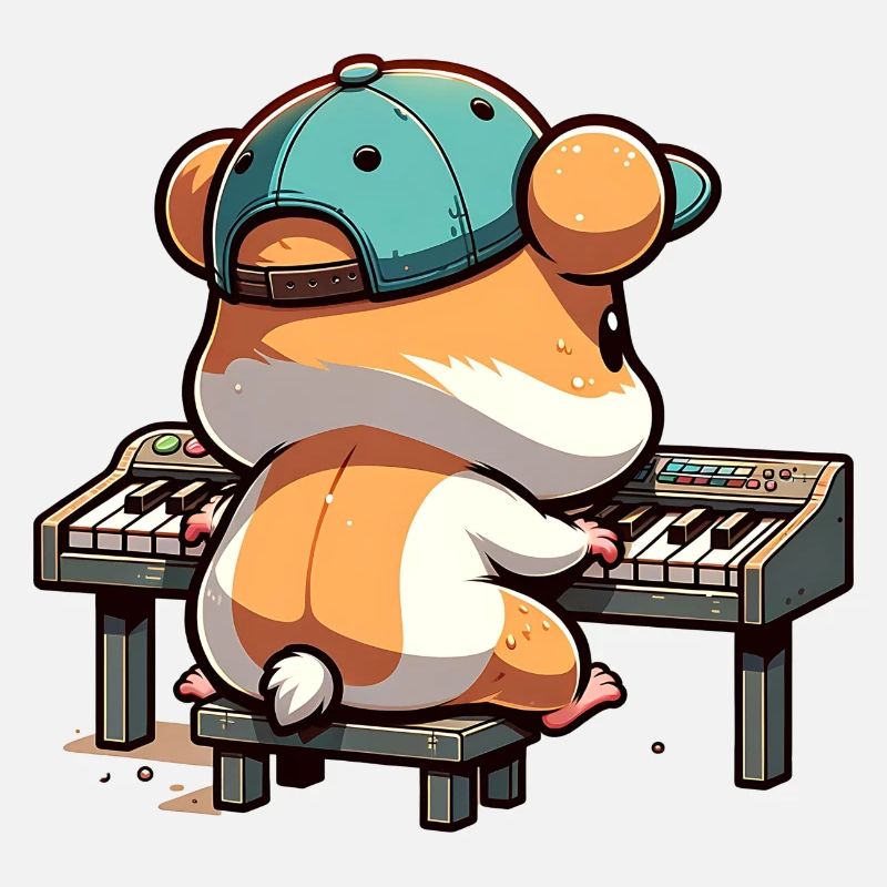Drôle de hamster pianiste mignon bande dessinée