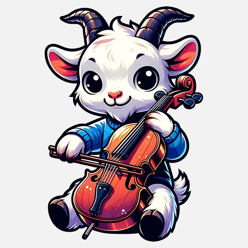Chèvre mignonne jouant de la musique de ferme de violoncelle