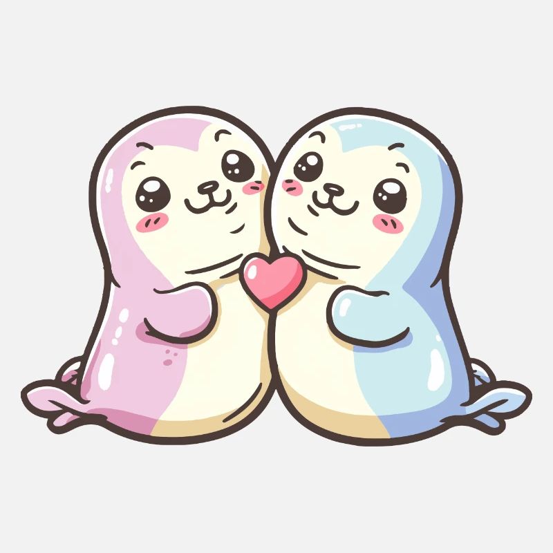 Phoque Couple Amour Saint-Valentin